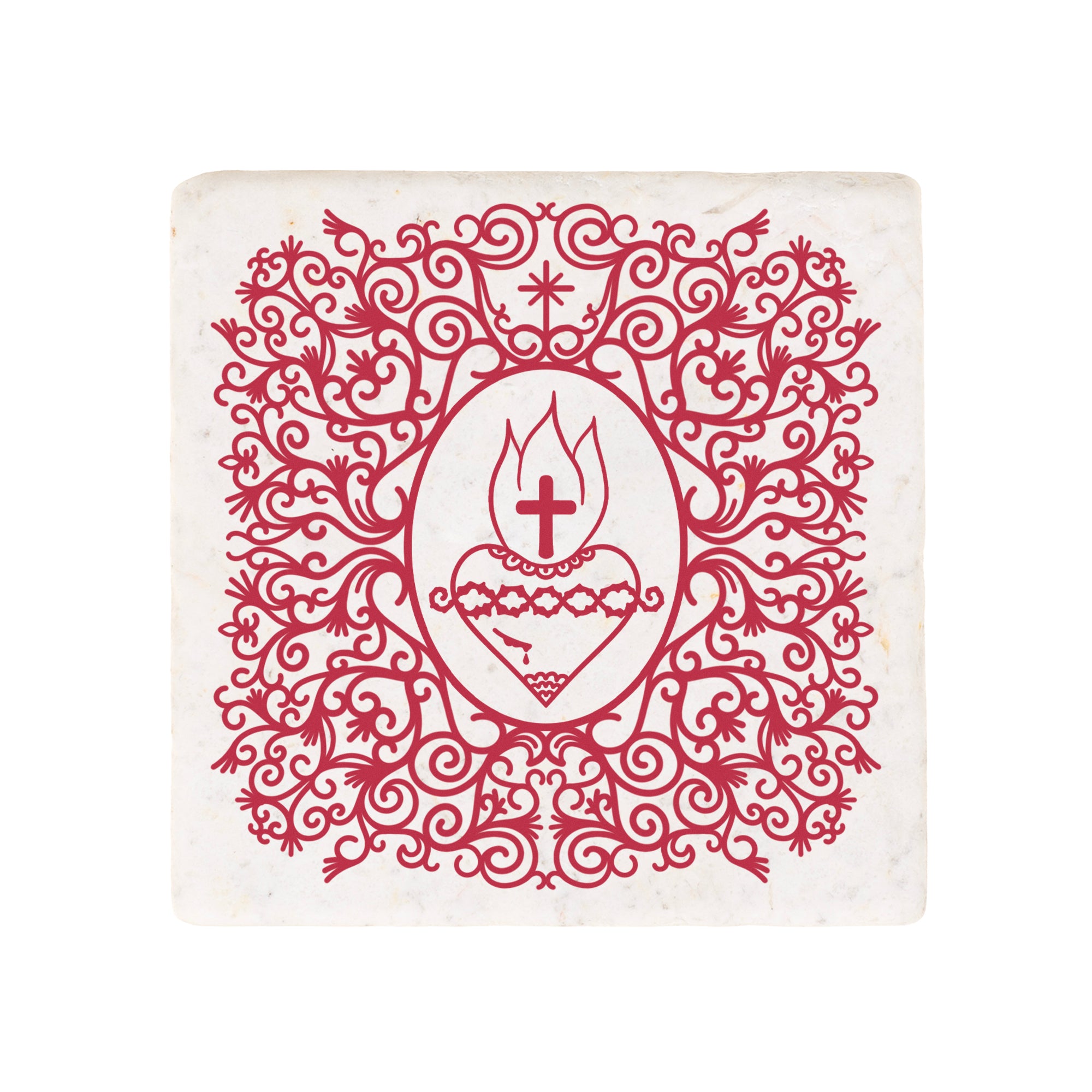 Sacred Heart Filigree Stone Coaster
