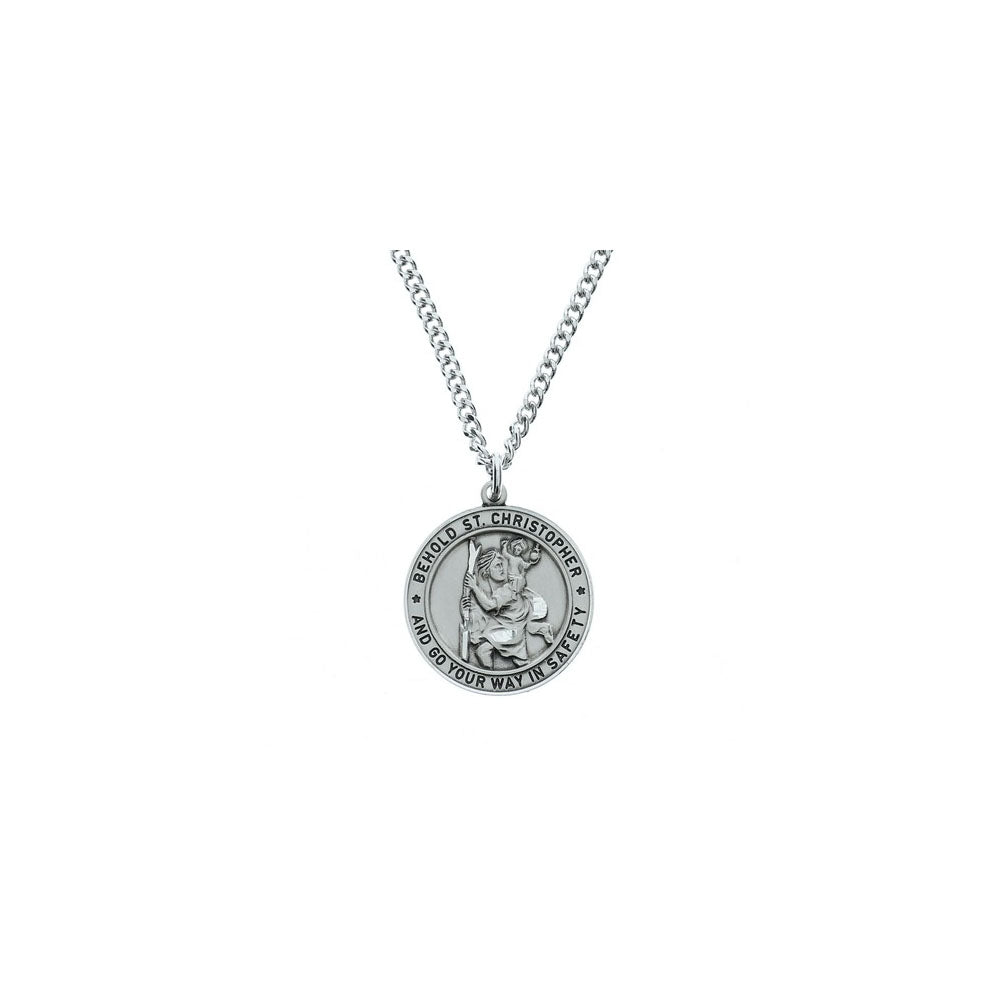 Sterling Silver St. Christopher Medal - 24"