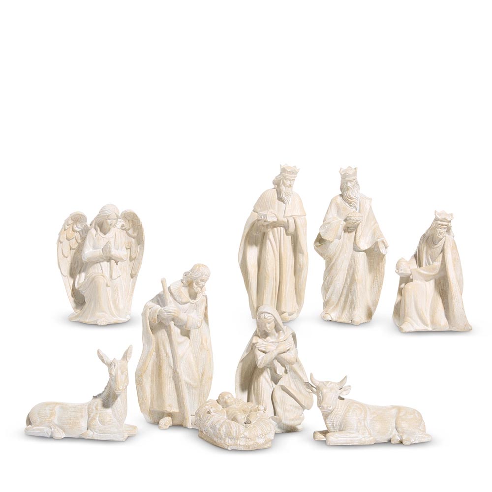 Heirloom Cream Distressed Nativity Set – 9 Pieces