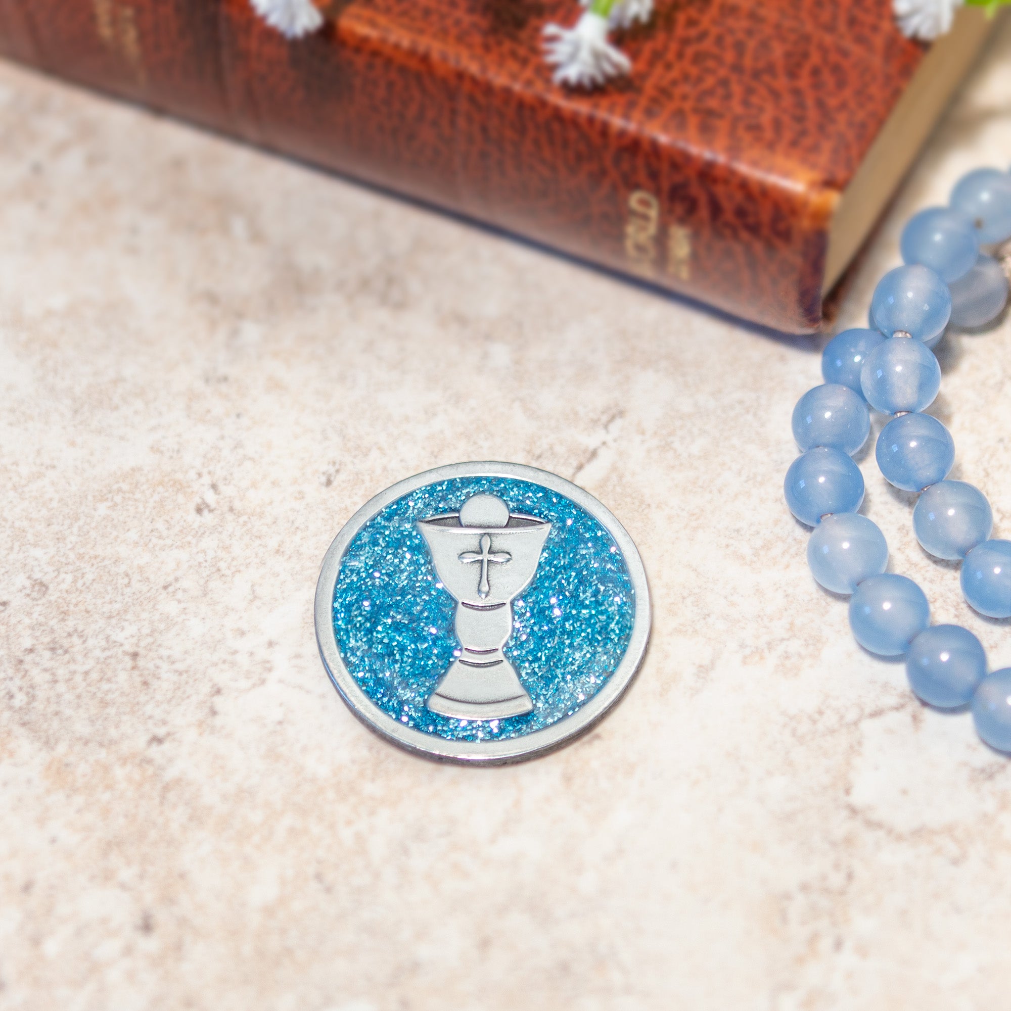 First Communion Blue Pocket Token | The Catholic Company®