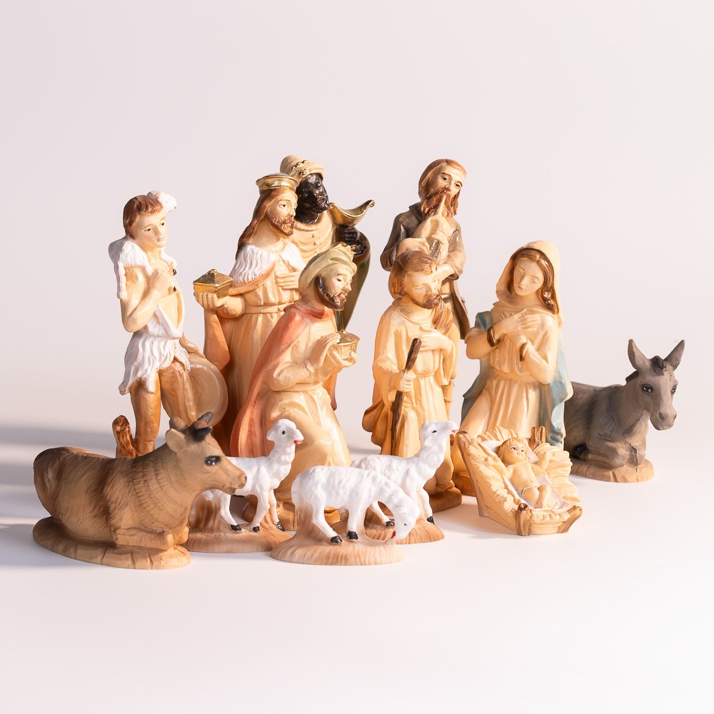 Italian Hand - Painted Nativity Set - 13 Pieces