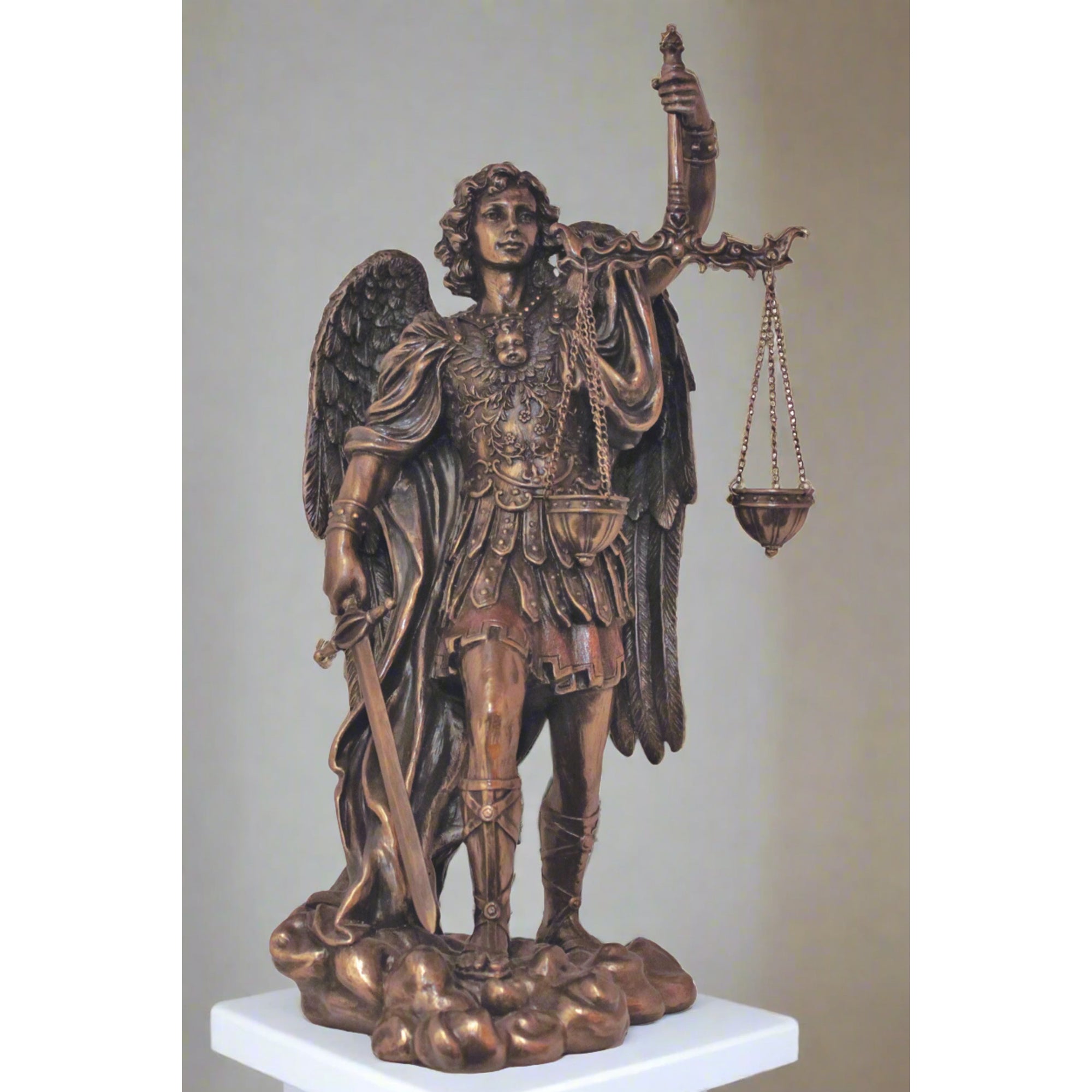 St. Michael With Scales Of Justice Statue 11''