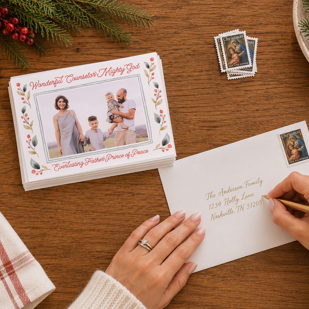 Personalized Wonderful Counselor Mighty God Photo Christmas Cards