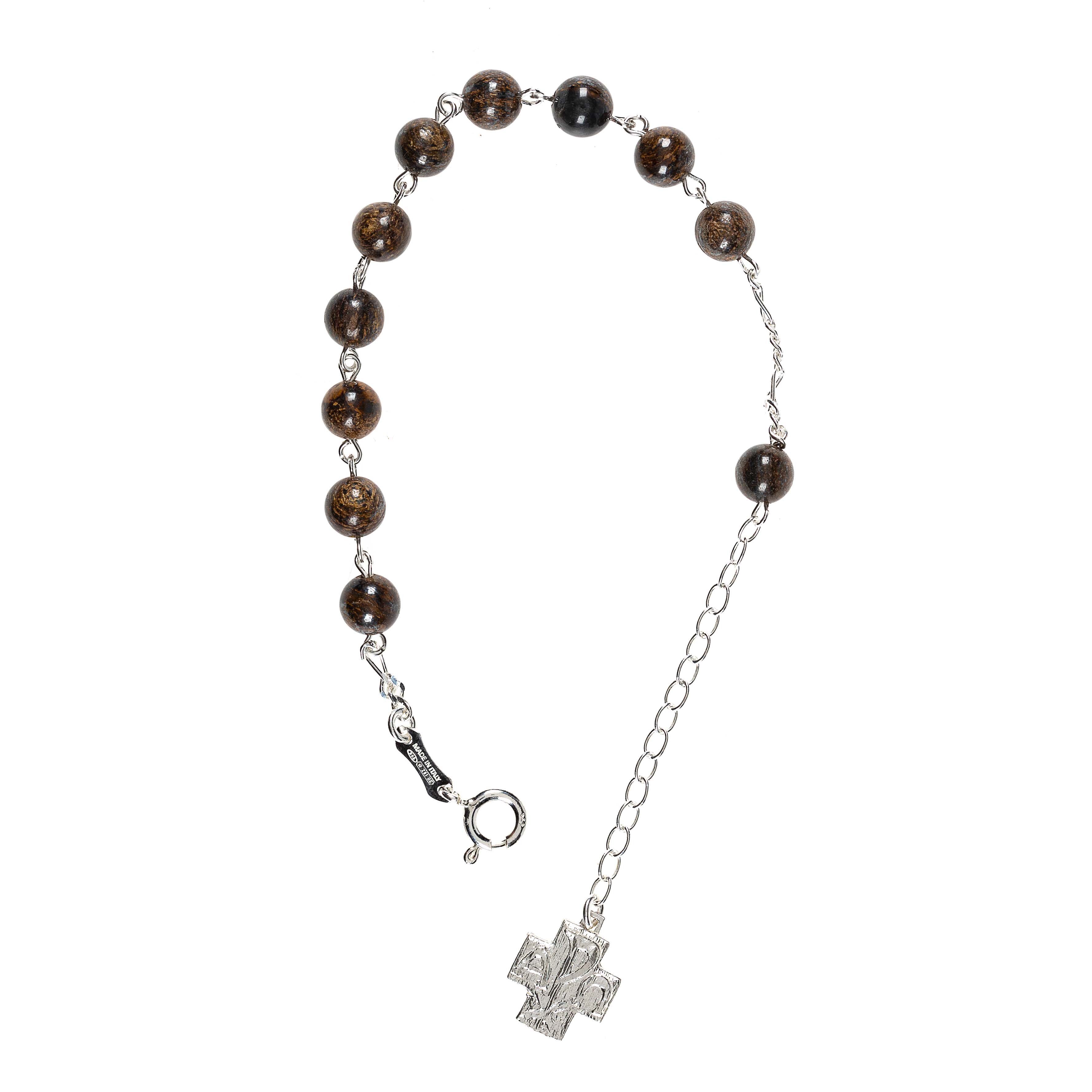 Bronzite & Sterling Rosary Bracelet