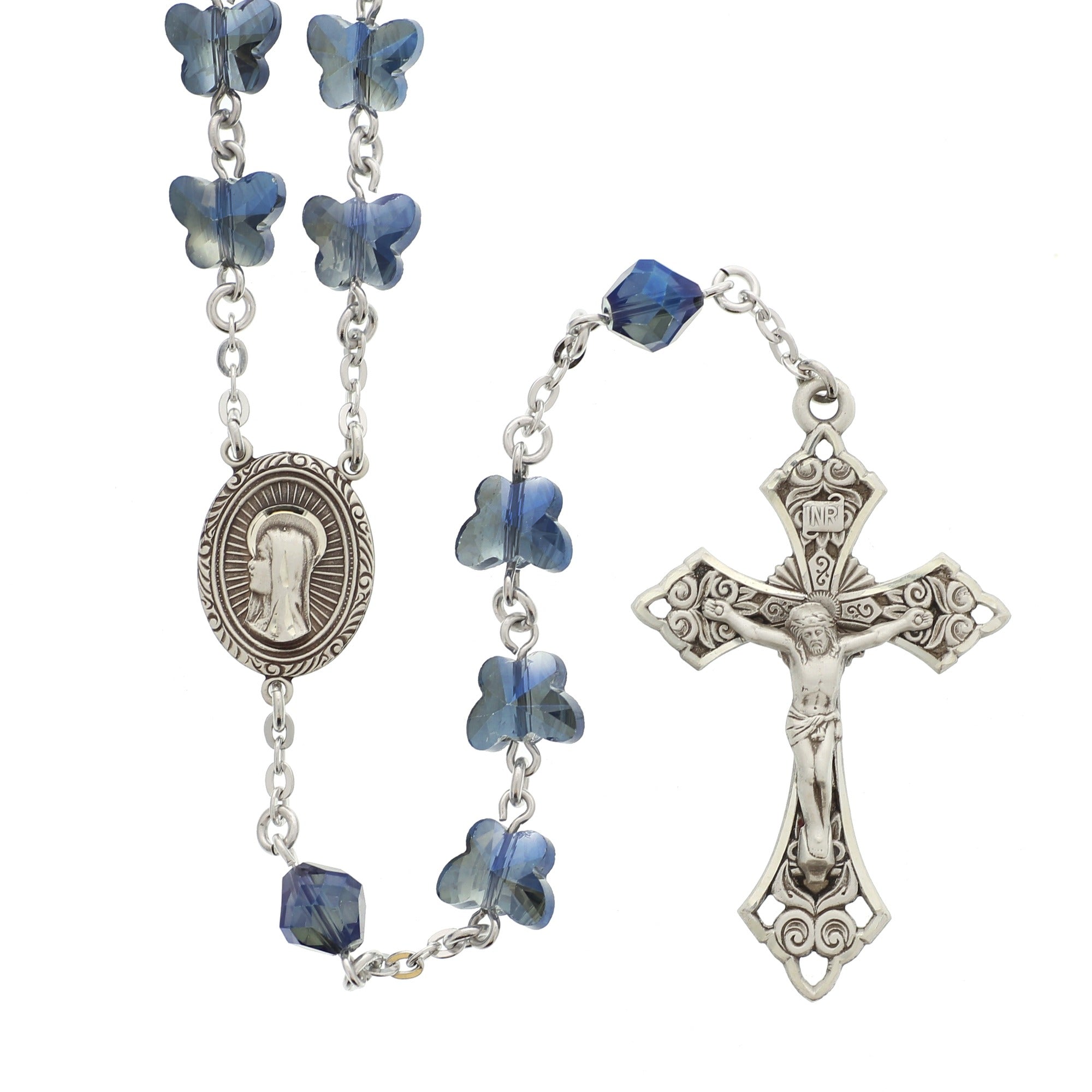 Blue Crystal Butterfly Rosary