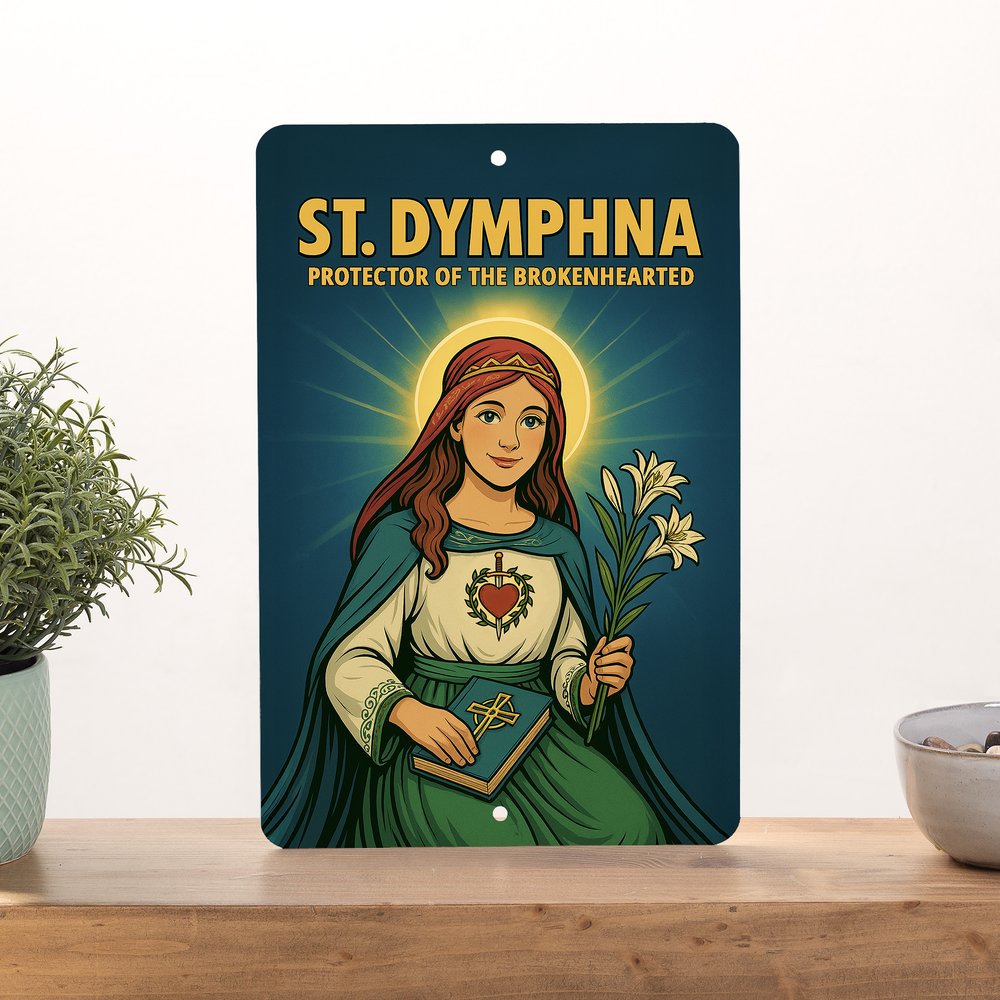 St. Dymphna Superhero Tin Sign