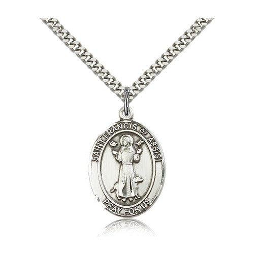 St. Francis of Assisi Pendant with Chain, Bliss, Sterling Silver
