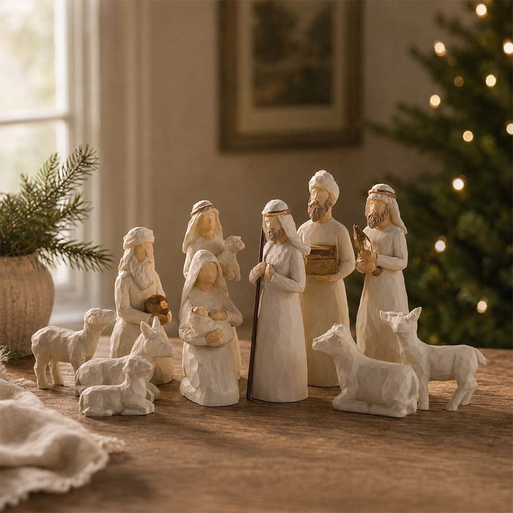 Ivory & Gold Nativity Set - 11 Pieces