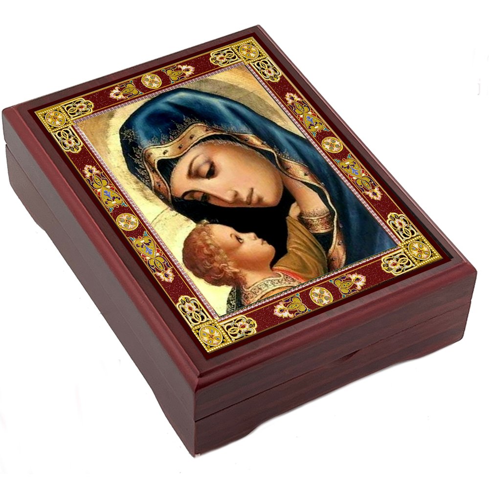 Madonna & Child Ornate Rosary Keepsake Box