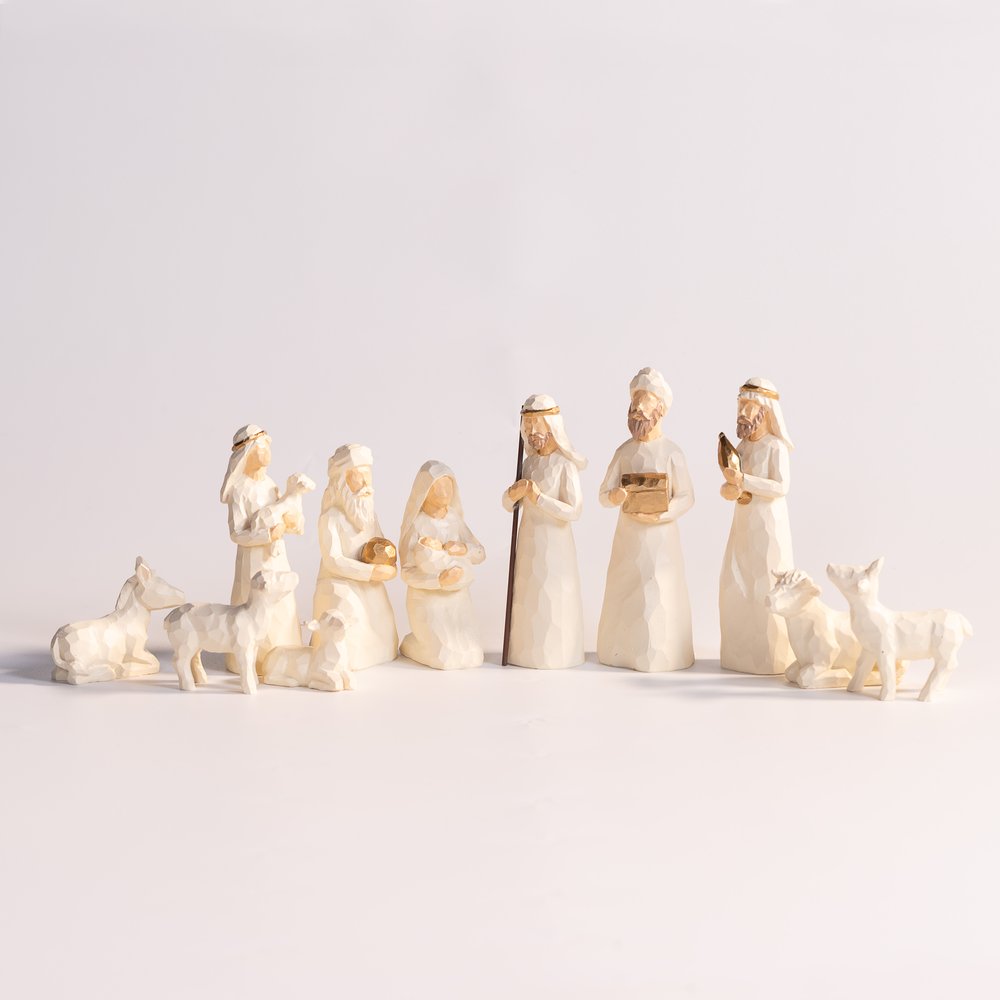 Ivory & Gold Nativity Set - 11 Pieces