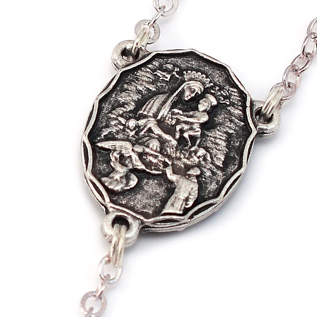 Antique Silver & Wood St. Padre Pio Rosary