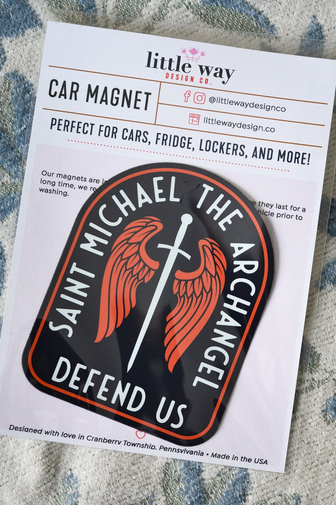 St. Michael Sword & Shield Catholic Car Magnet