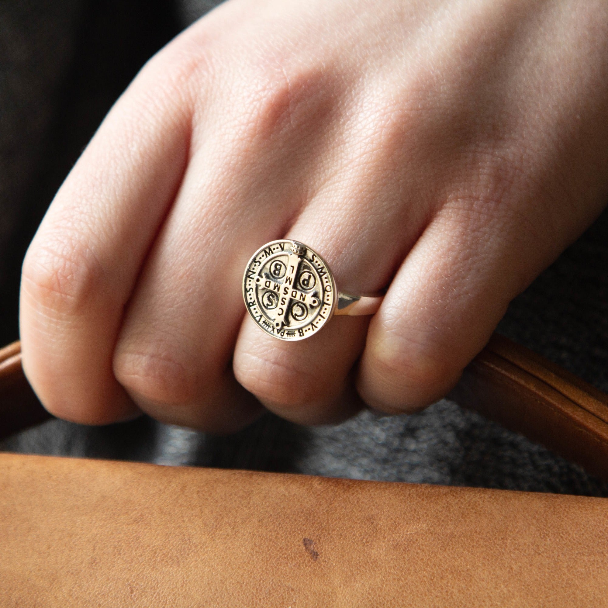 St. Benedict Sterling Silver Ring with Thin Band - Multiple Sizes