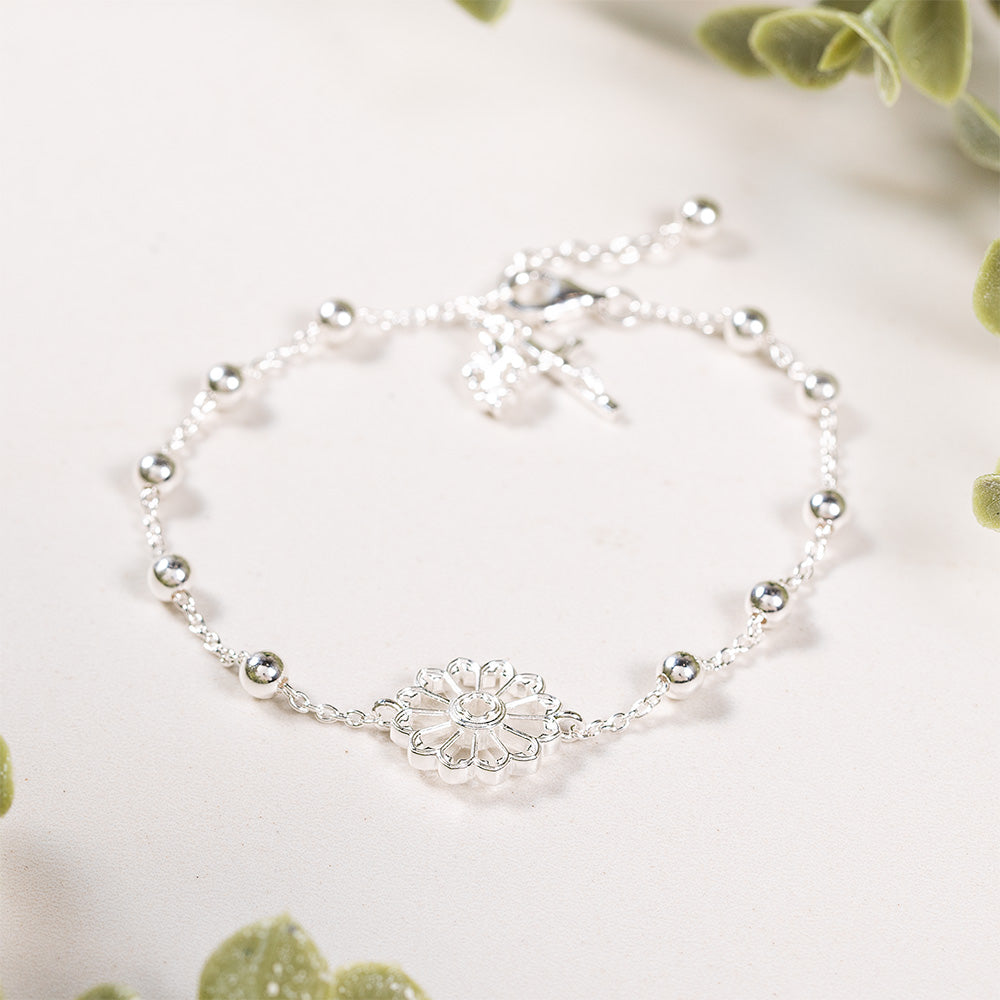 Sterling Silver Notre Dame Rose Window Rosary Bracelet