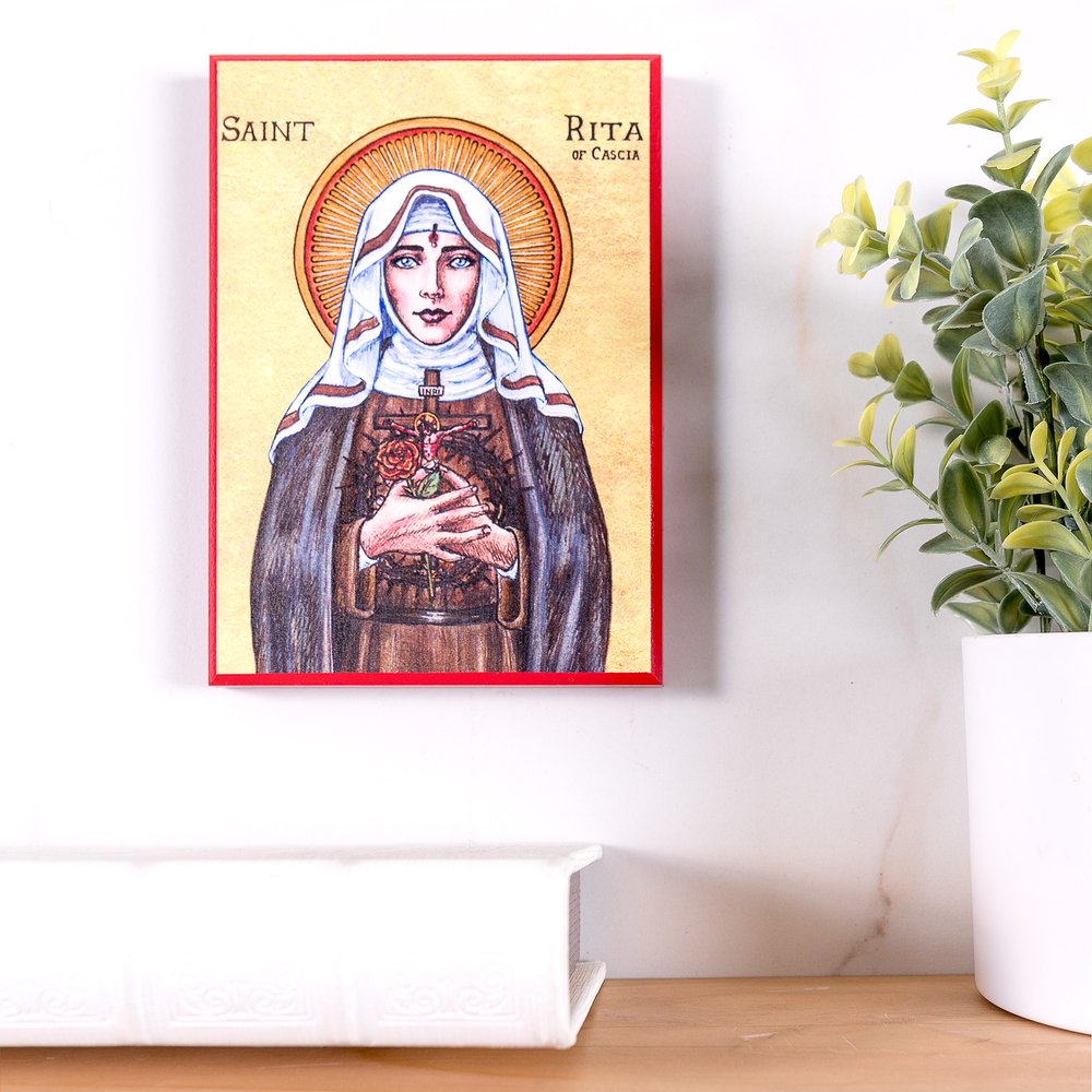 St. Rita Modern Icon Plaque - 5" x 7"