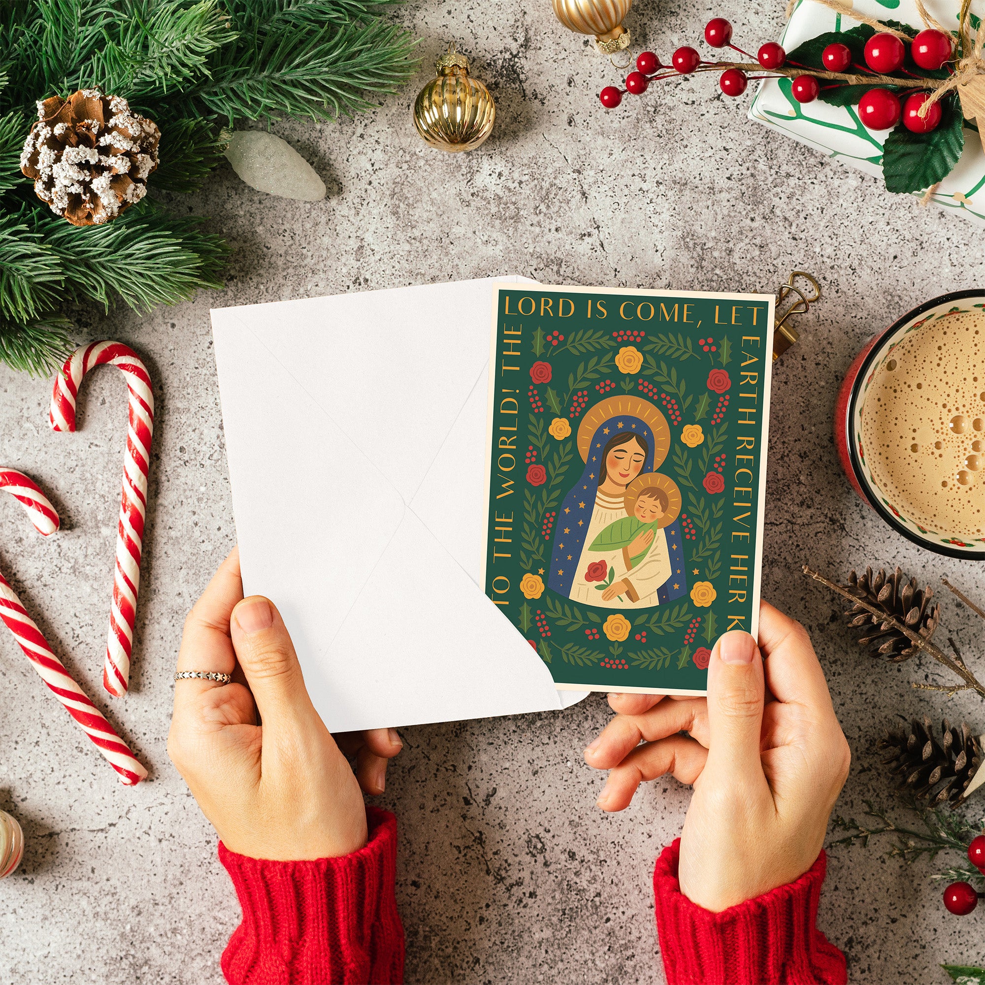 Joy to the World Folk Art Christmas Cards - Set of 20