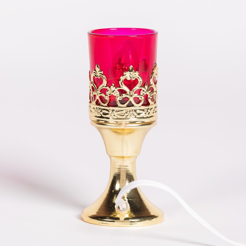 Ruby Glass Standing Electric Votive Candle Holder
