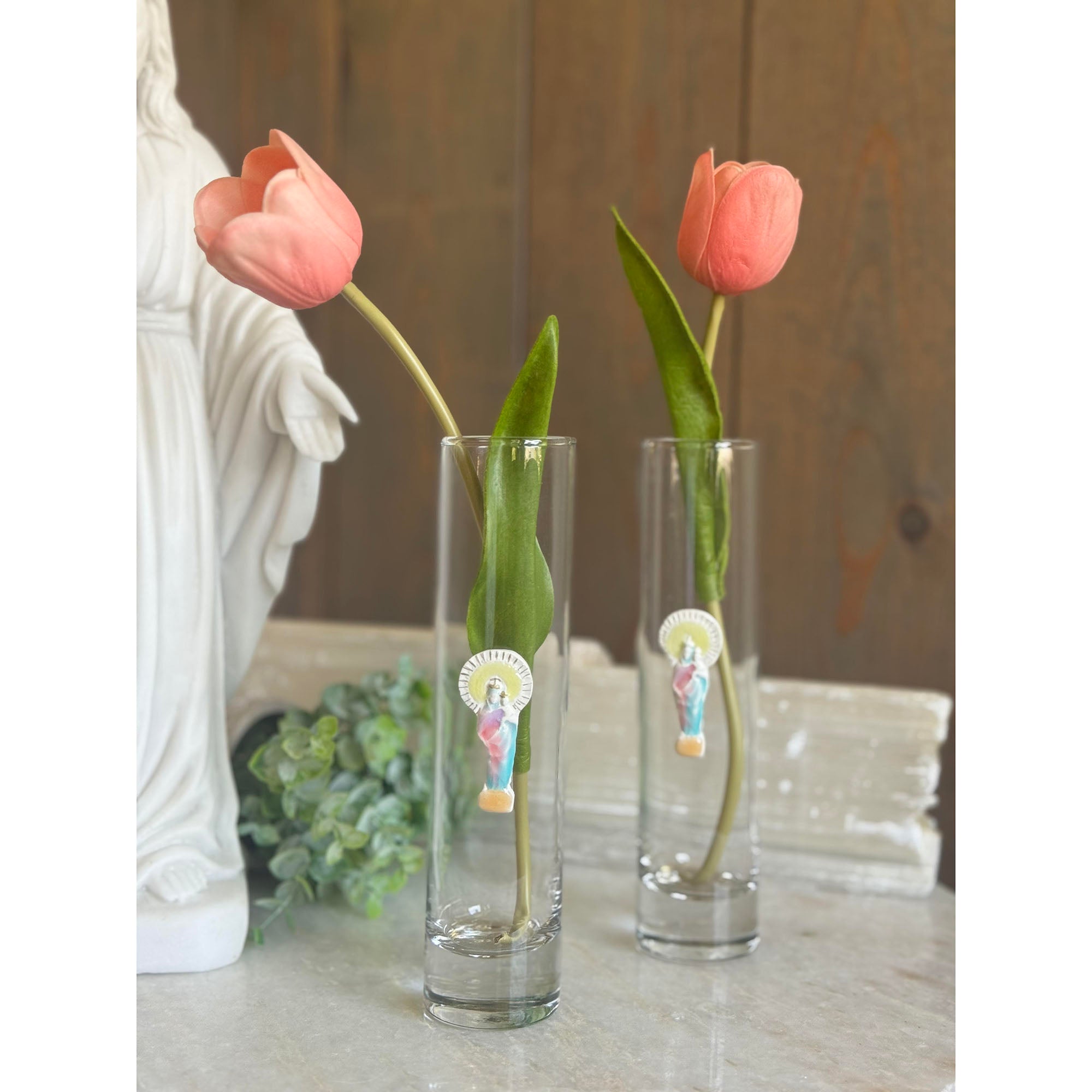 Handpainted Madonna & Child Bud Vase