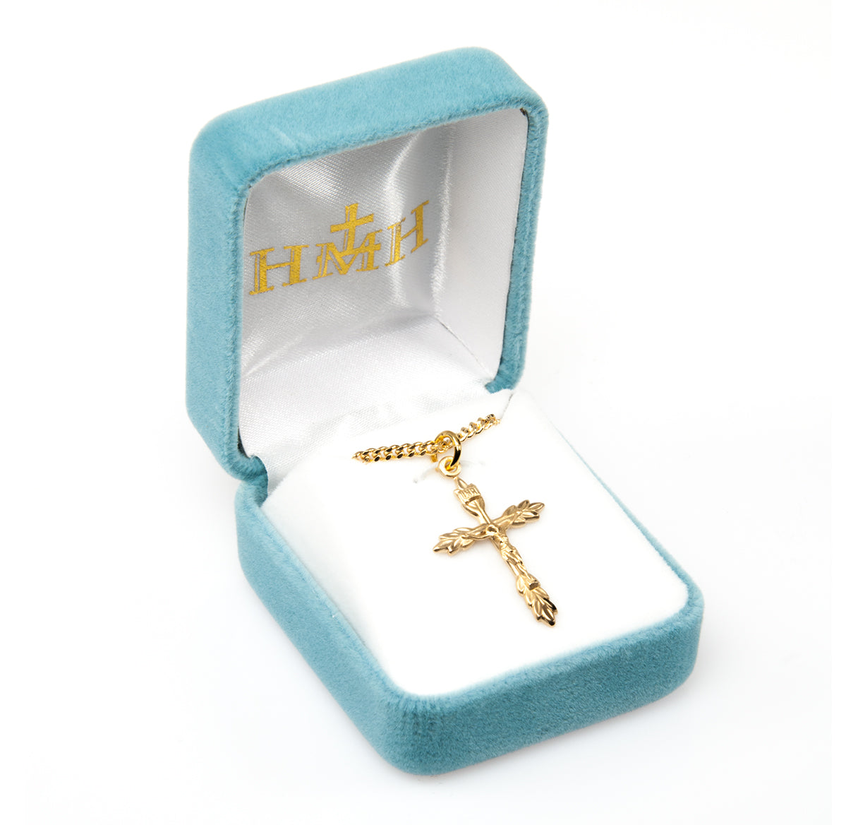 Gold Plated Wheat Crucifix Necklace