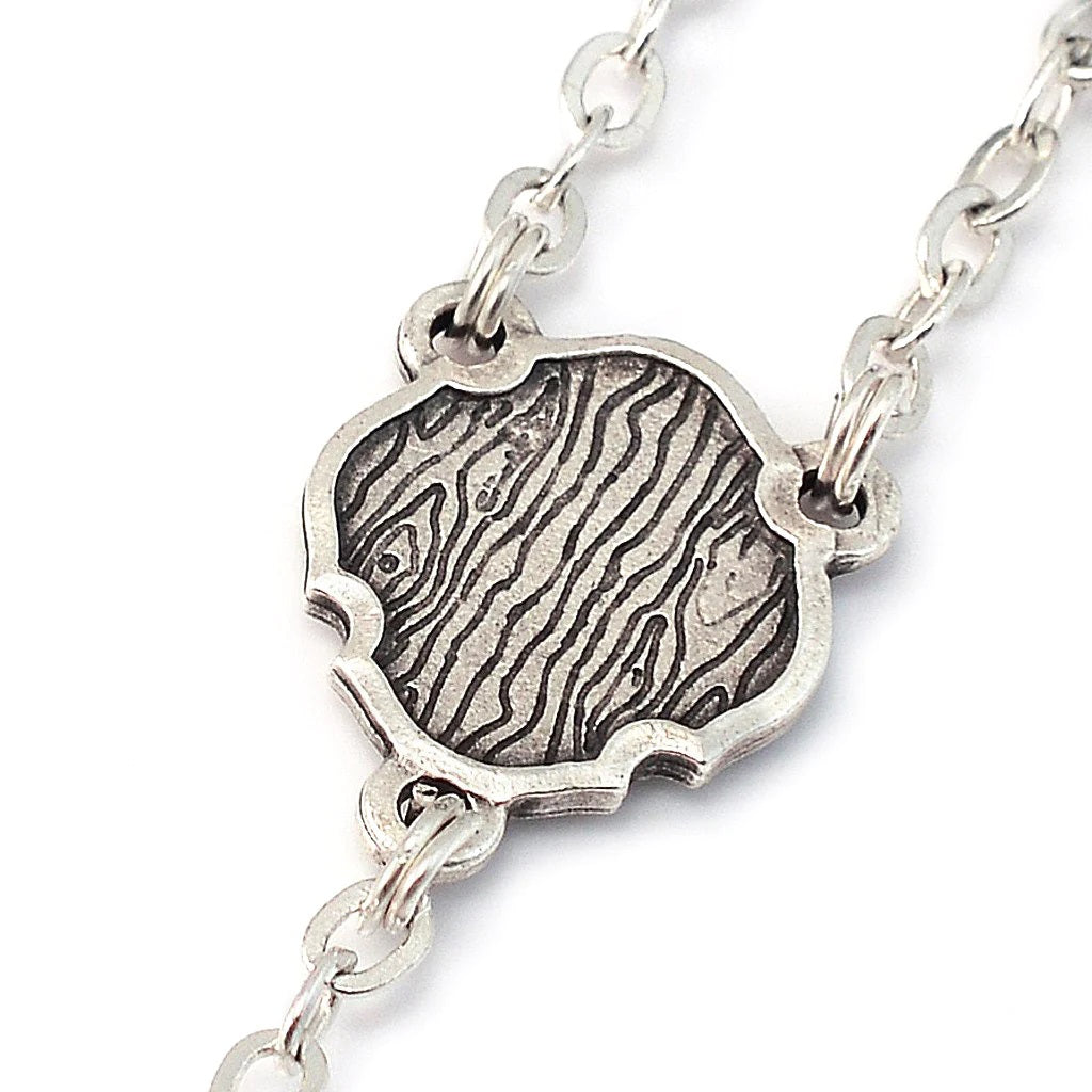 Italian Wood and Silver Plated St. Joseph Rosary