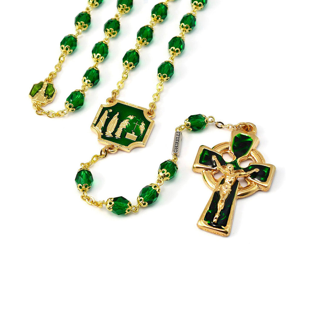 Our Lady of Knock Emerald & Gold Rosary