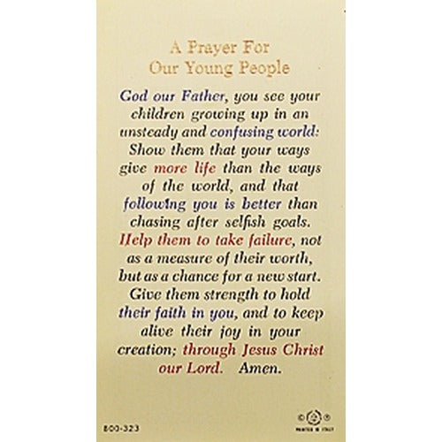 Prayer for Our Young People - Prayer Card