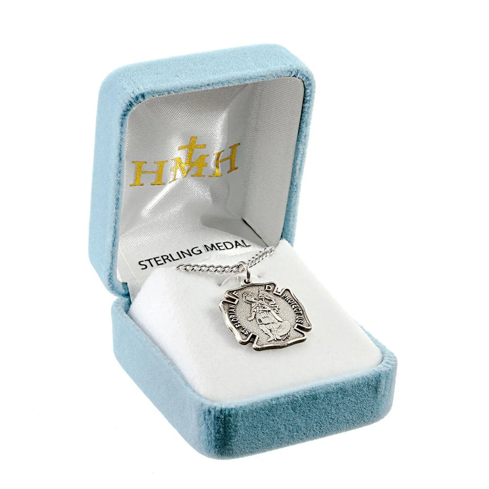 Sterling Silver Firefighter St. Florian Medal Necklace