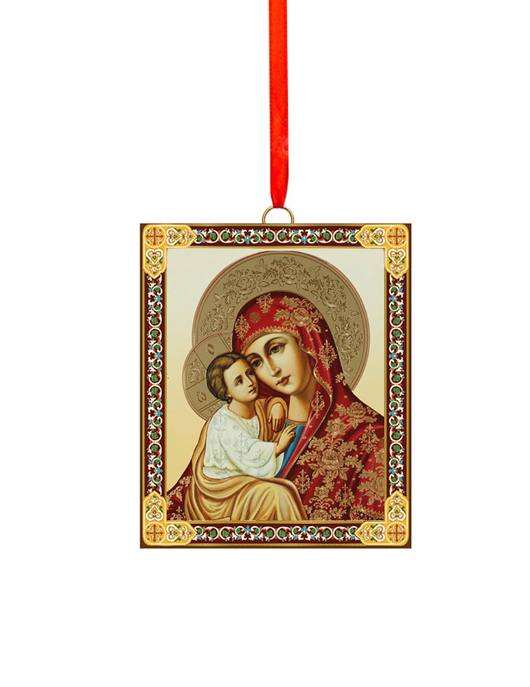 Madonna & Child Wooden Icon Christmas Ornament