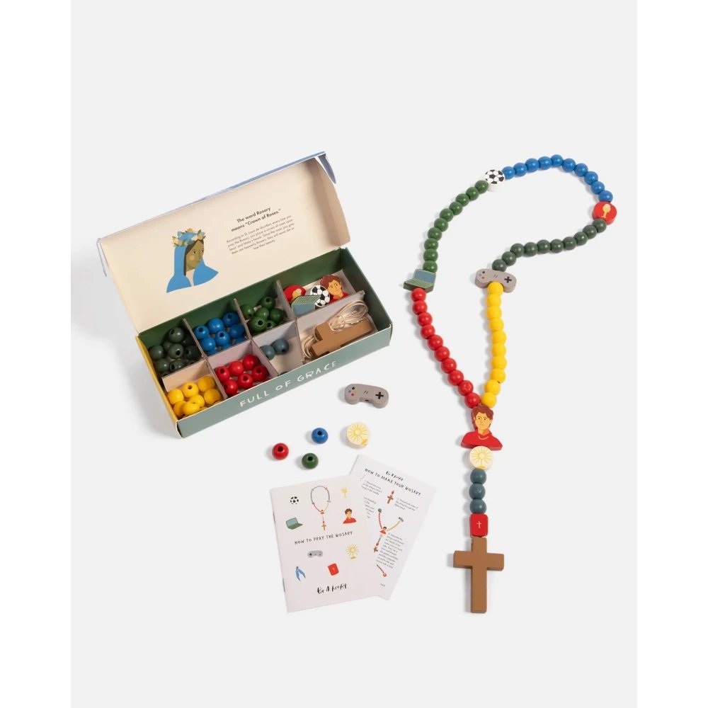 St. Carlo Acutis DIY Wooden Rosary Kit for Kids