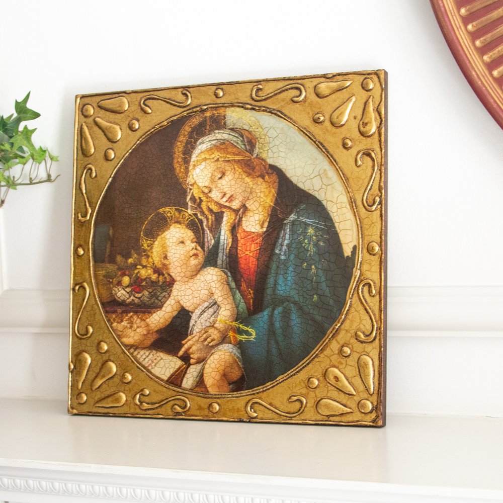 Madonna of the Book Florentine Plaque - 12"