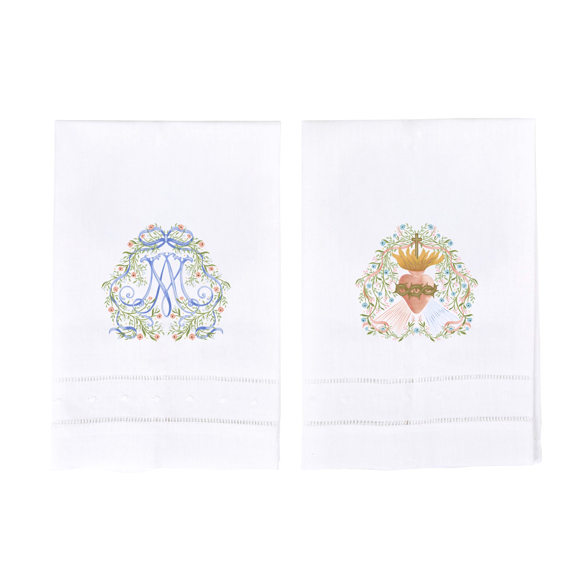 Auspice Maria & Divine Mercy Devotional Guest Towel Set