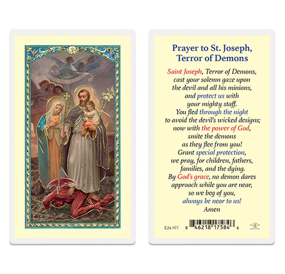 St. Joseph Terror of Demons Laminated Prayer Card