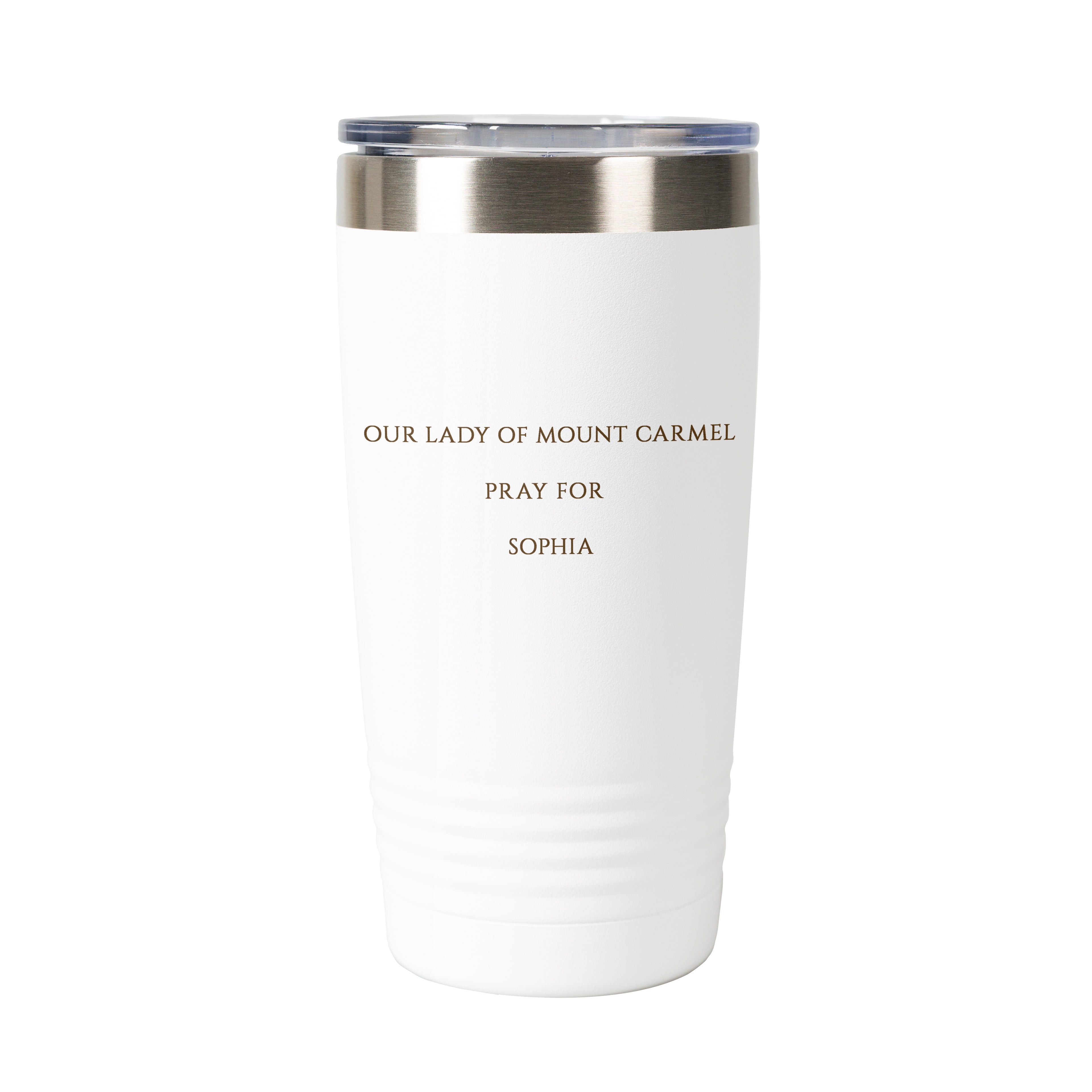 Our Lady of Mount Carmel Personalized 20 oz. White Tumbler