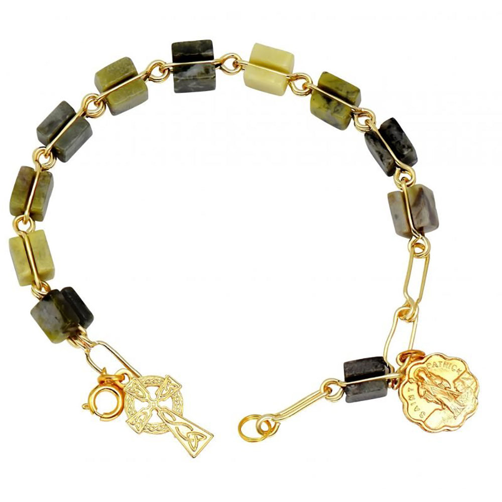 Connemara Marble & Gold Rosary Bracelet