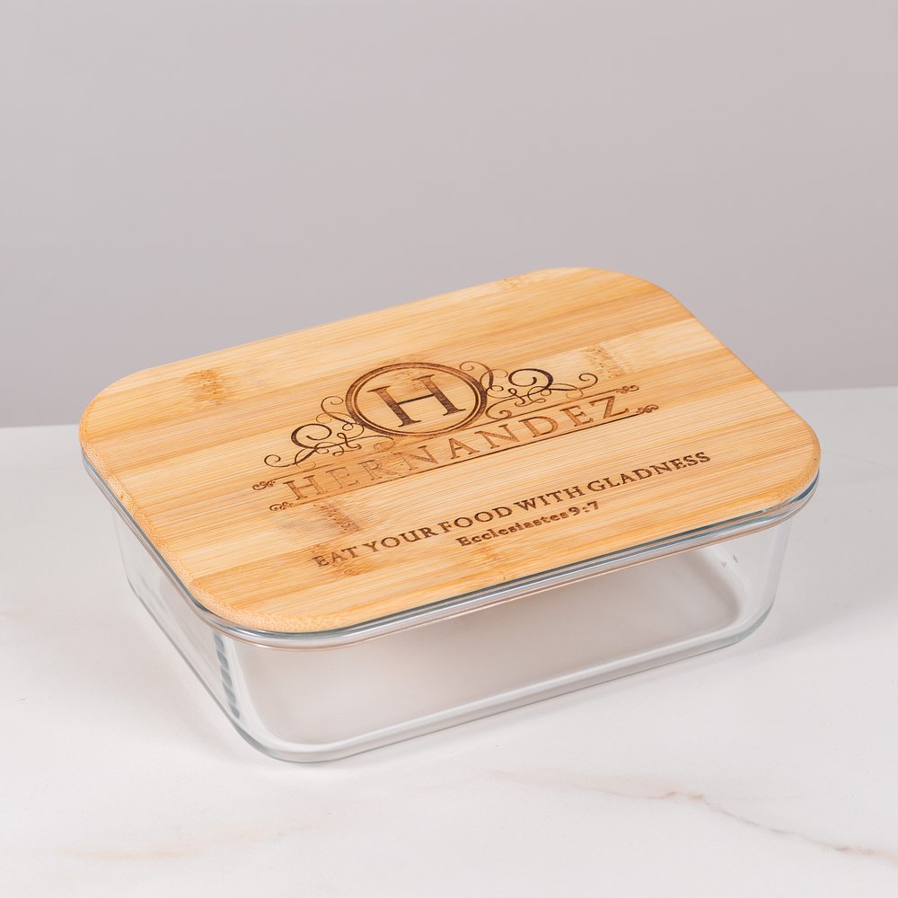 Personalized Scripture Glass Food Storage Container - 50 oz.