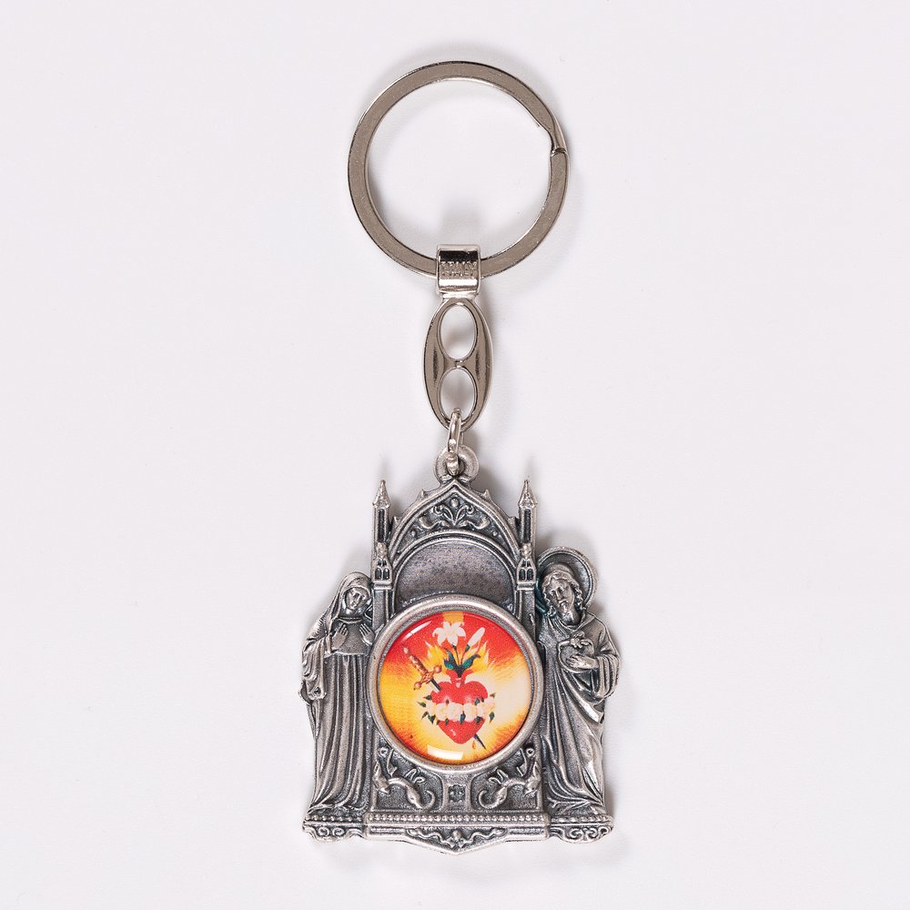 Cathedral Shaped Three Hearts Keyring