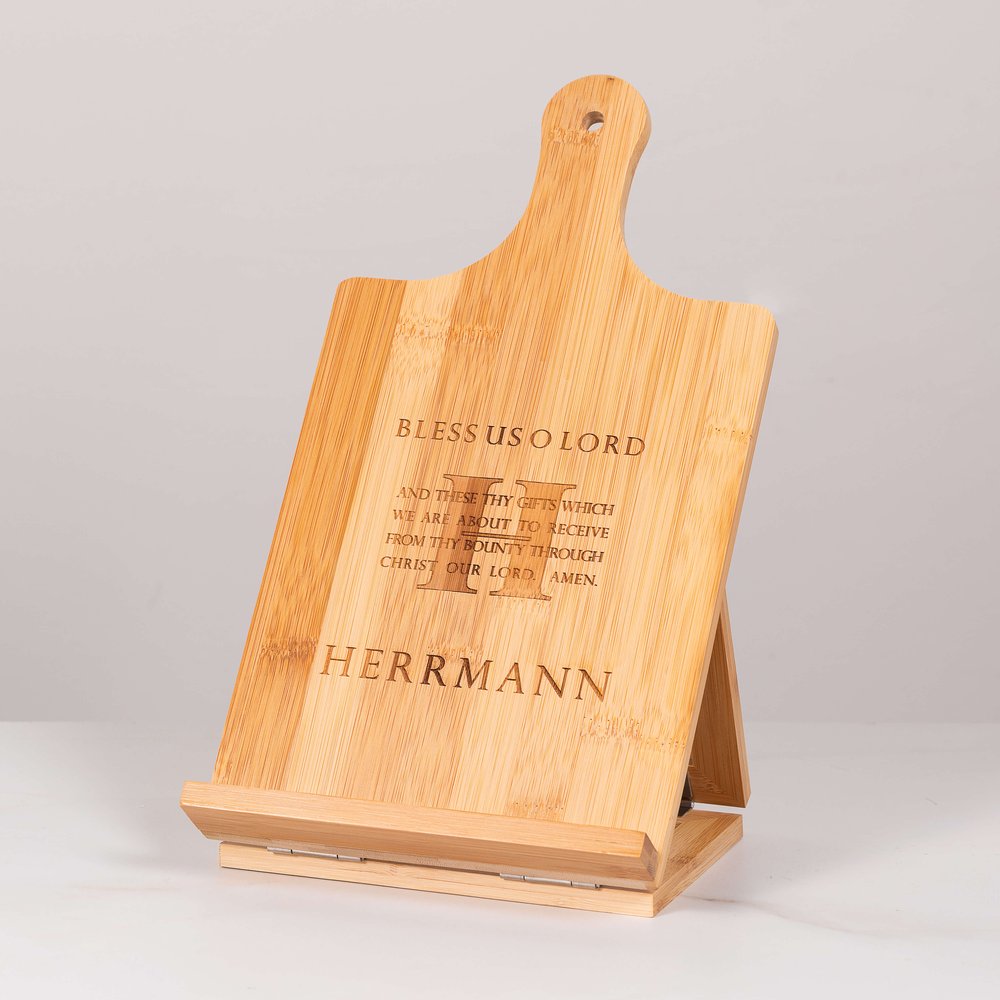 Personalized Bless Us O Lord Chef's Easel Cookbook Holder
