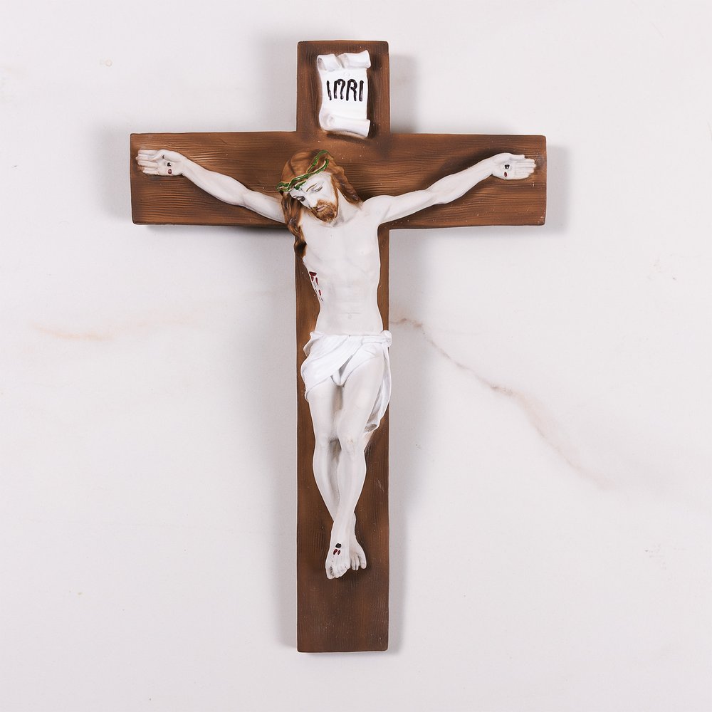 Italian Hand Painted Crucifix - 13.4"