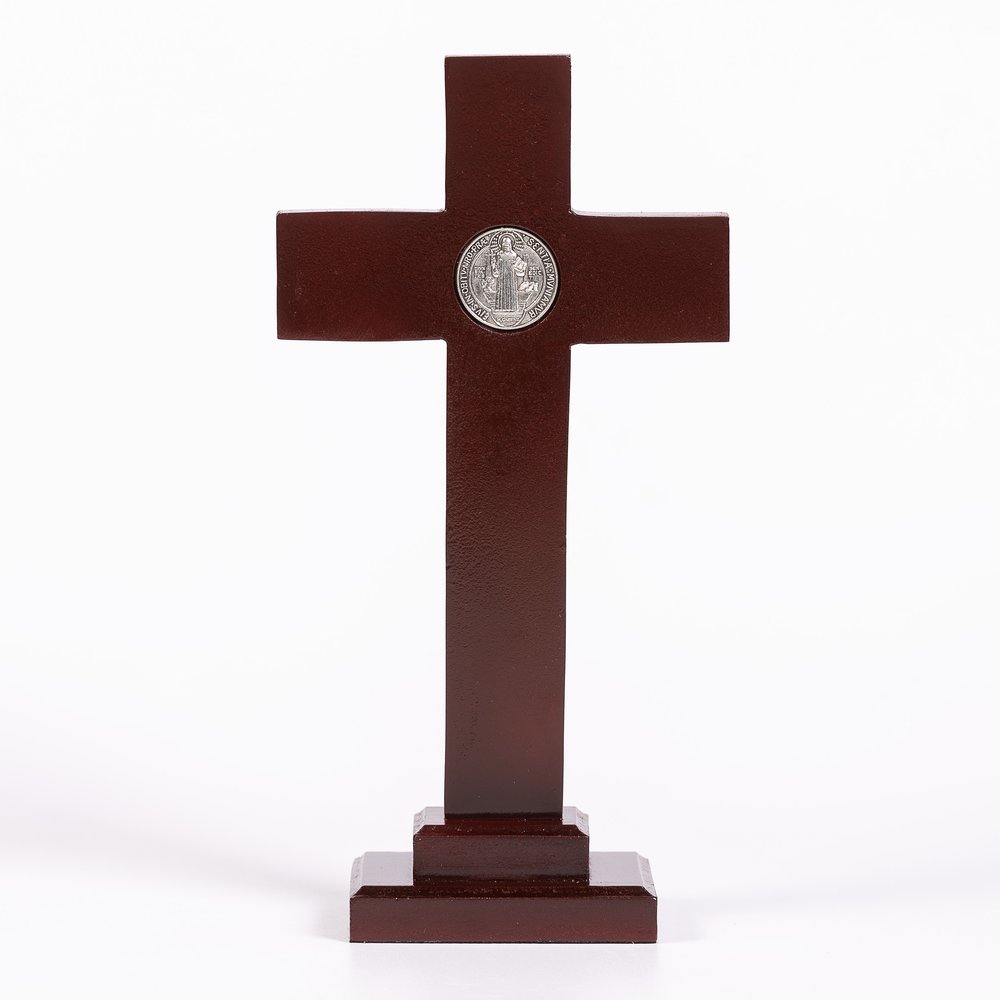 8” Mahogany Tabletop St. Benedict Crucifix