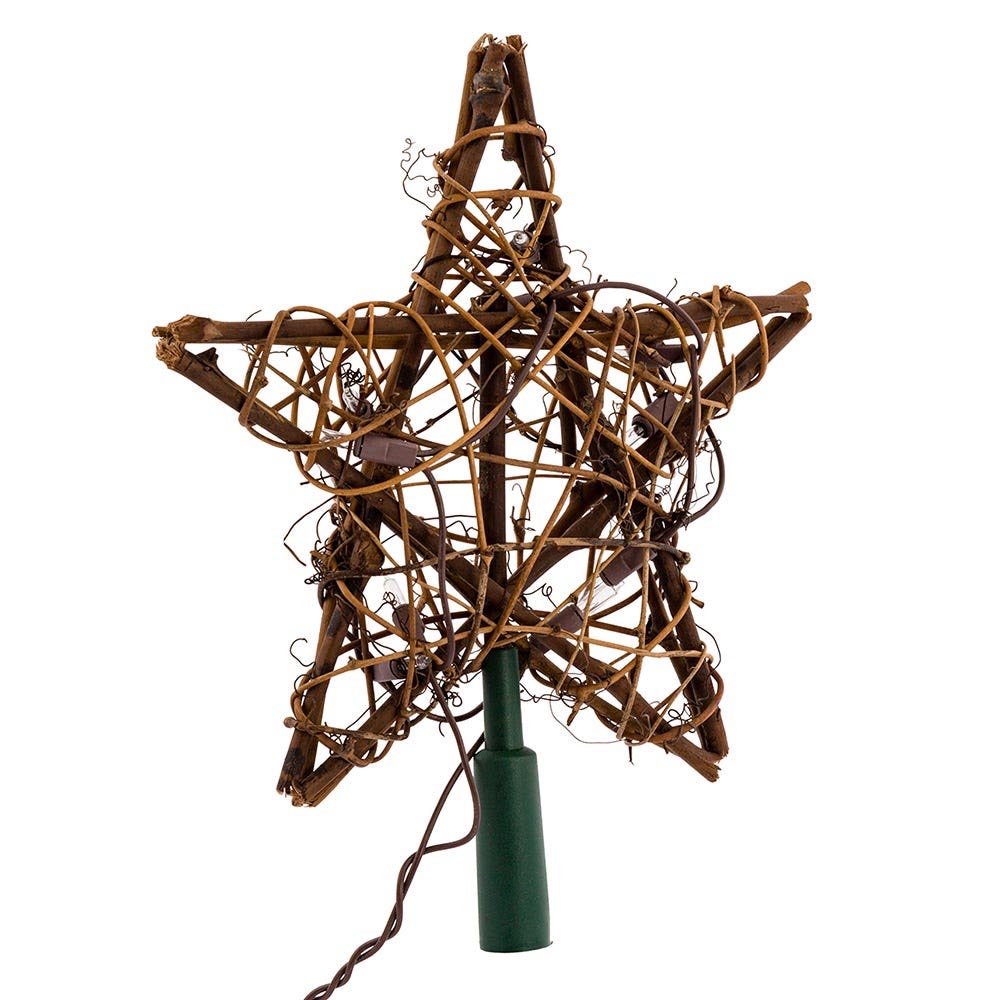 Illuminated Natural Rattan Star Tree Topper - 27.7"