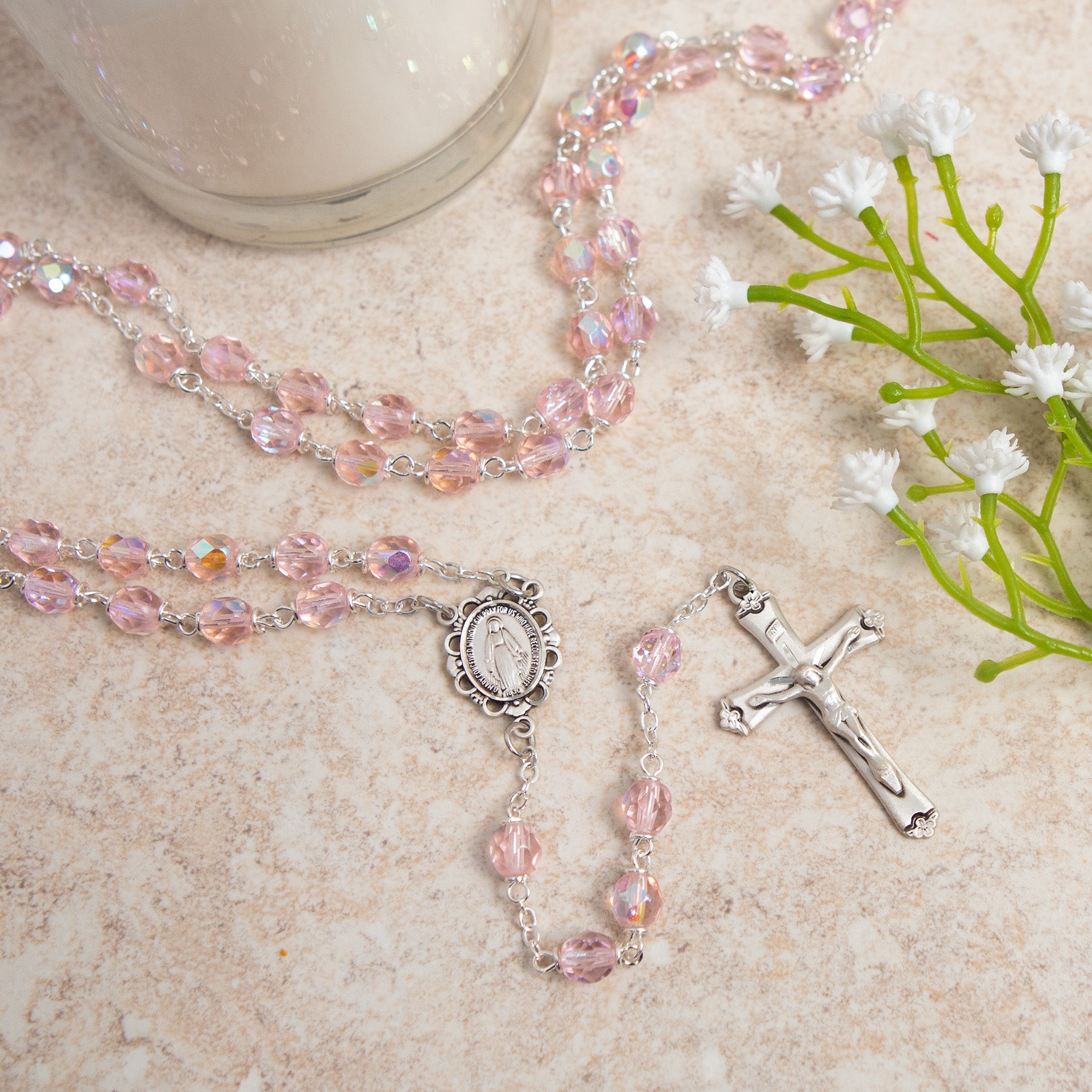 SS 6MM Aurora Borealis Rose Rosary