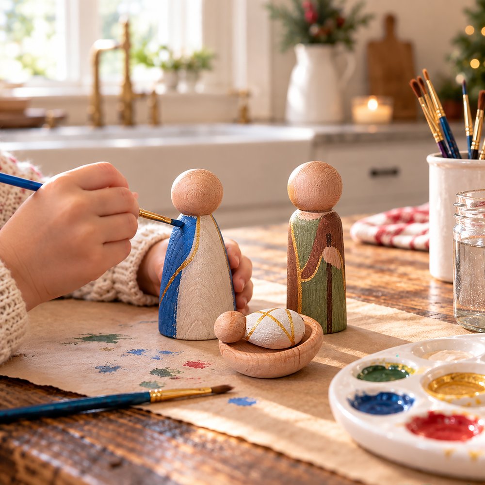 Peg Doll Holy Family Nativity Set - 4 Pieces