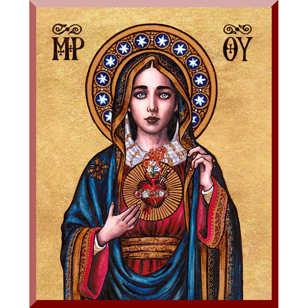 Immaculate Heart of Mary Modern Icon Plaque - 8" x 10"