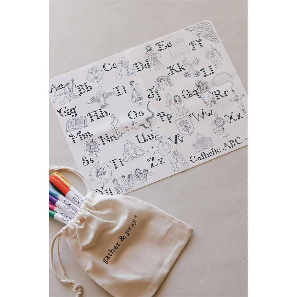 Catholic ABC Reusable Coloring Placemat