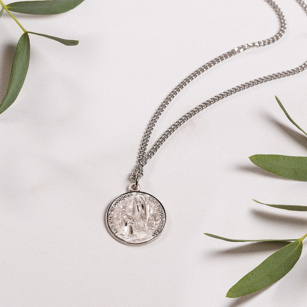 Petite Sterling Our Lady of Lourdes Necklace