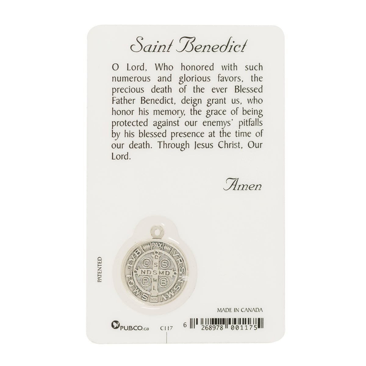 St. Benedict Pocket Prayer Card and Medal