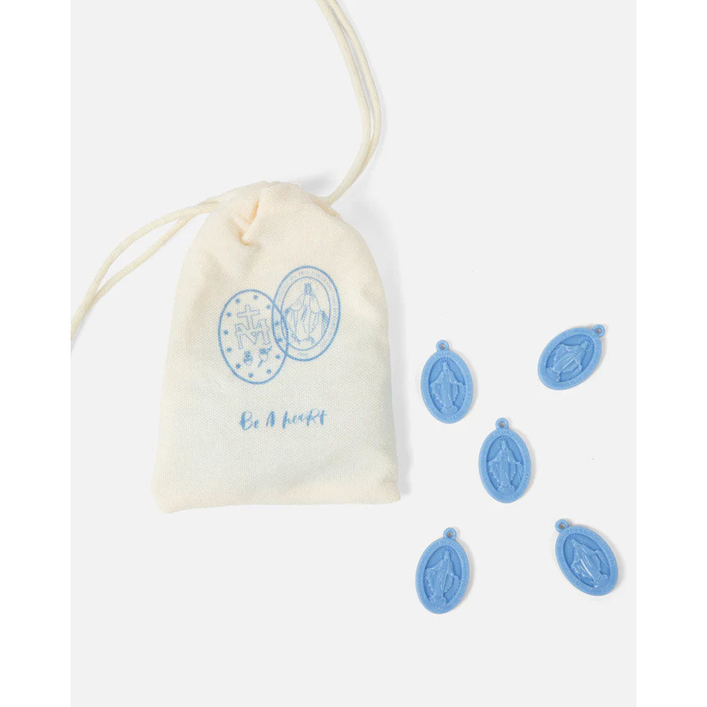 Be A Heart Blue Plastic Miraculous Medals - 25 Pieces