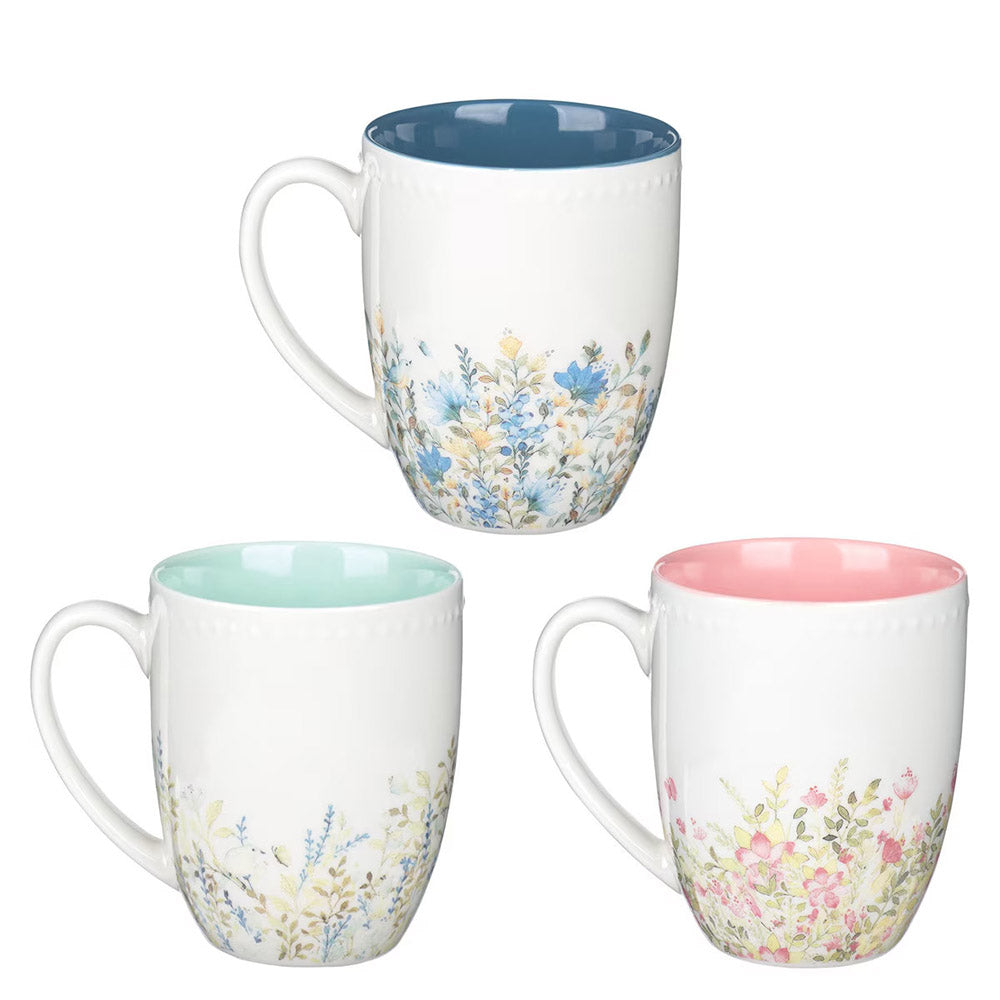 Faith Hope & Love Petite Floral Mugs - Set of 3