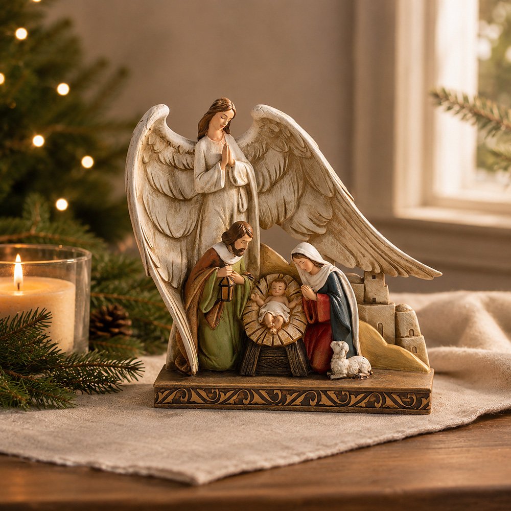 Nativity with Angel Figurine