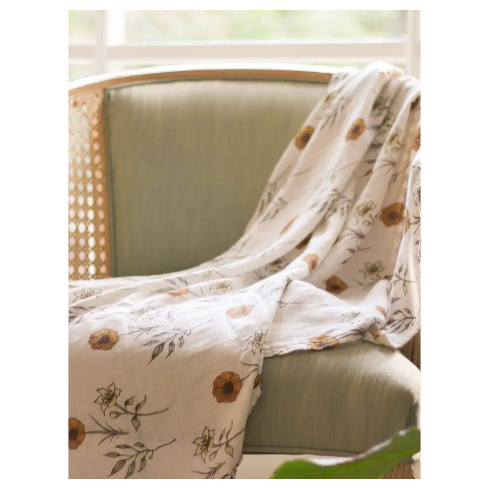 Flowers of the Holy Family Muslin Swaddle Blanket